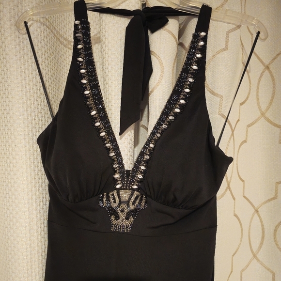 Cache Womens Black Beaded Halter Dress [4] - Picture 5 of 5
